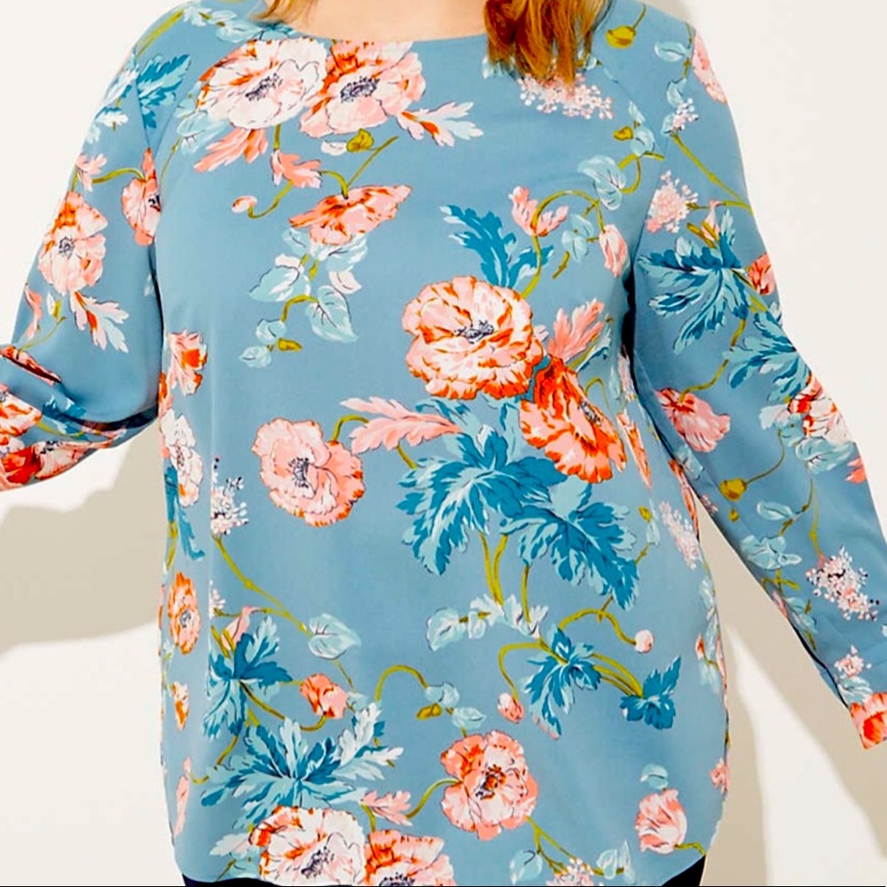 LOFT Plus Pleated Cuff Long Sleeve Blouse